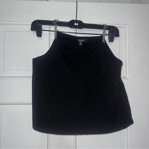 NWT Dolls Kill Poster Girl Black Silver Heart Chain Tank Top Size XS
